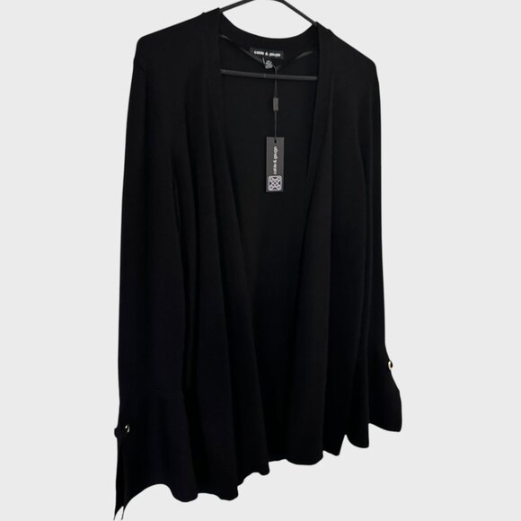 Cable & Gauge Open-Front Cardigan Sweater Black Women's Size Small New - Picture 2 of 13